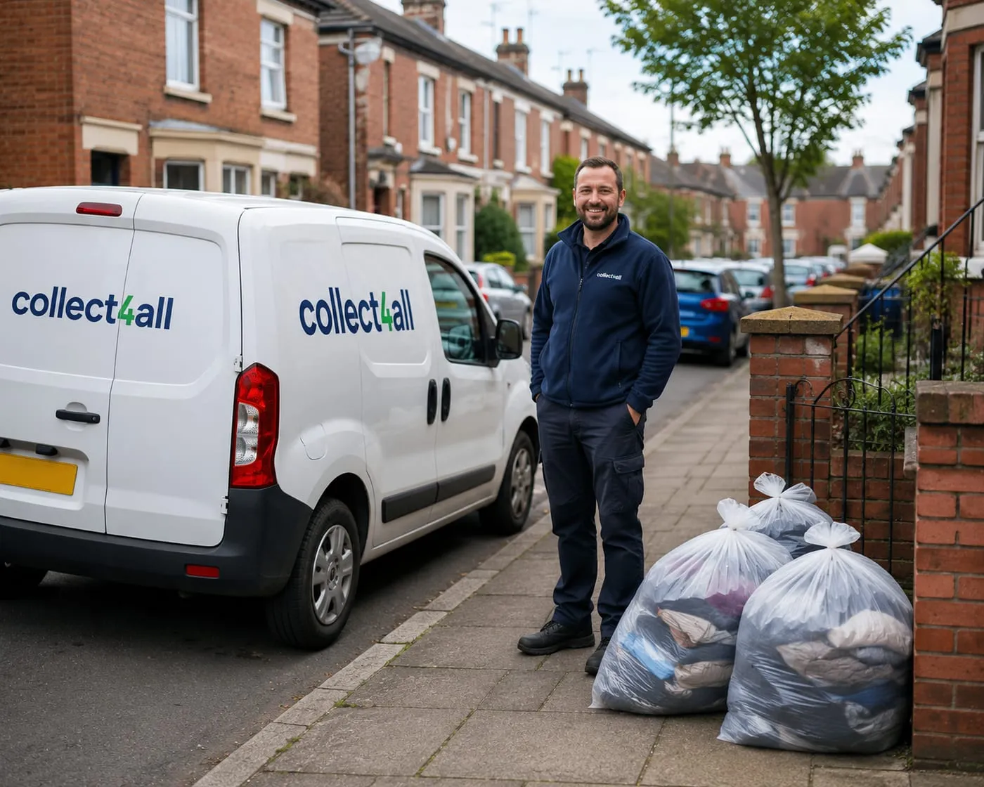 A Collect4All van and driver on a North Shields street